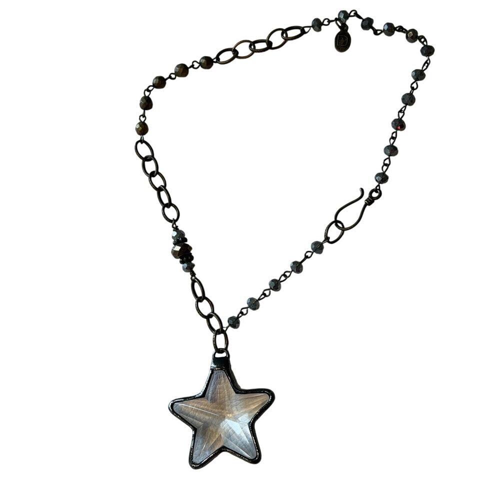 Star Pendant Necklace Celestial Y2K Boho Statement Gunmetal